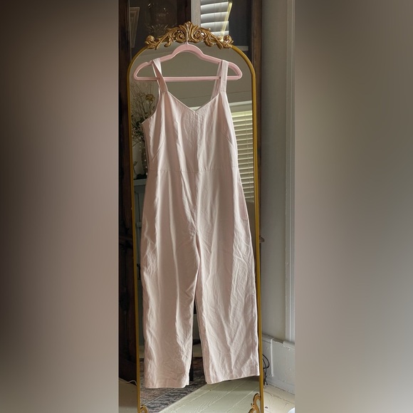 EVERLANE The Japanese GoWeave Cropped Slip Jumpsuit in Blush Sand Pink Size 6 - Picture 2 of 7